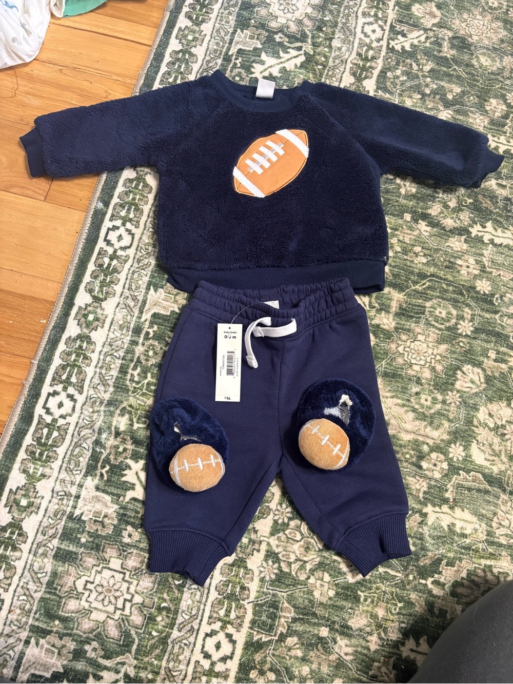 Gerber Navy and Brown Baby Football Sherpa Outfit